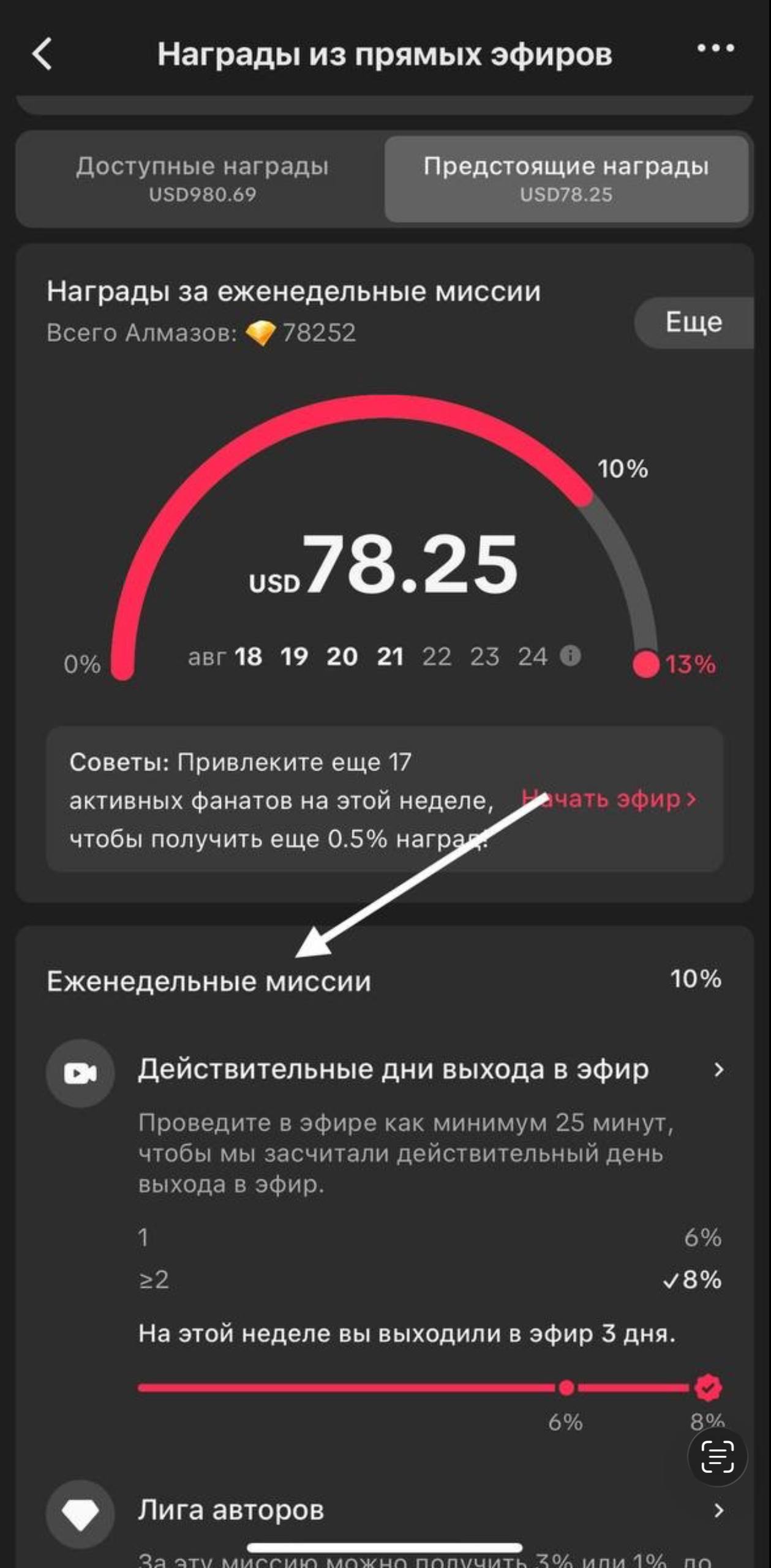 TikTok LIVE weekly missions: valid go LIVE days and the Creator League